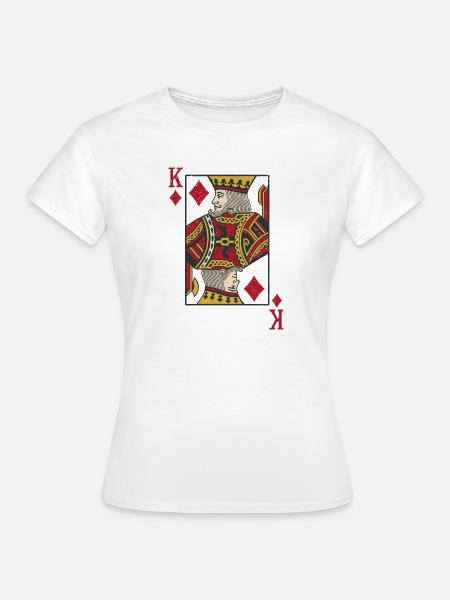 König Karo Karten Doppelkopf Romme - Frauen T-Shirt - Weiß