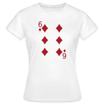 Sechs Karo Karte  - Frauen T-Shirt - Weiß - Vorne - AI Model Female 172 dark (172cm)