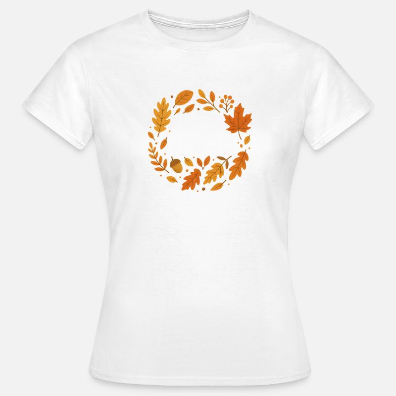 Conception de couronne de feuillage d’automne - T-shirt Femme - blanc