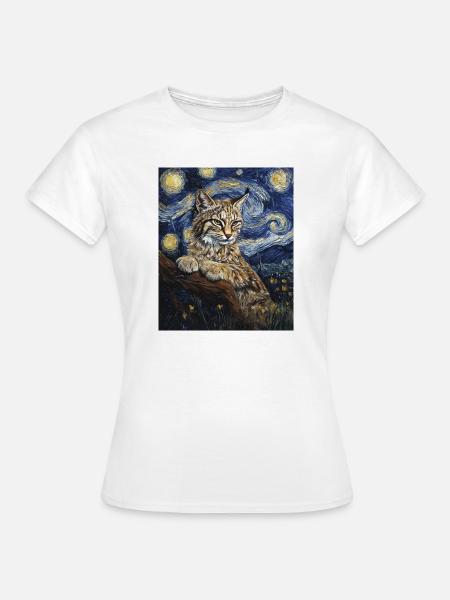 Luchs Van Gogh Style Starry - Frauen T-Shirt - Weiß
