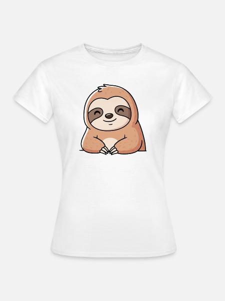 Niedlicher Faultier Cartoon Design - Frauen T-Shirt - Weiß