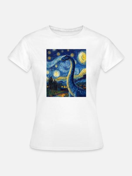 Brachiosaurus Dino Van Gogh Style Starry - Frauen T-Shirt - Weiß