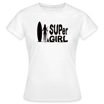 SUPer Girl mit Stand Up Paddle SUP Design  - Frauen T-Shirt - Weiß - Vorne - AI Model Female 172 dark (172cm)