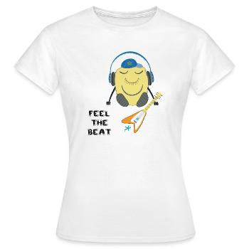 Comic figure with headphones and guitar - Women's T-Shirt - white - Front - AI Model Female 172 dark (172cm)