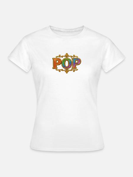 POP | Bunter Pop-Art Schriftzug - Frauen T-Shirt - Weiß