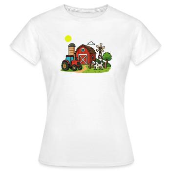 Rural Farm Scenes Illustration - Women's T-Shirt - white - Front - AI Model Female 172 dark (172cm)