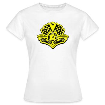 Racing racing flag exhaust speedometer - Women's T-Shirt - white - Front - AI Model Female 172 dark (172cm)
