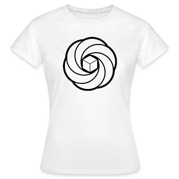 Kosmischer Würfel-Wirbel - Frauen T-Shirt - Weiß - Vorne - AI Model Female 172 dark (172cm)