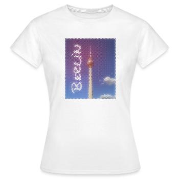 Design néon de la tour de télévision de Berlin - T-shirt Femme - blanc - Devant - AI Model Female 172 dark (172cm)