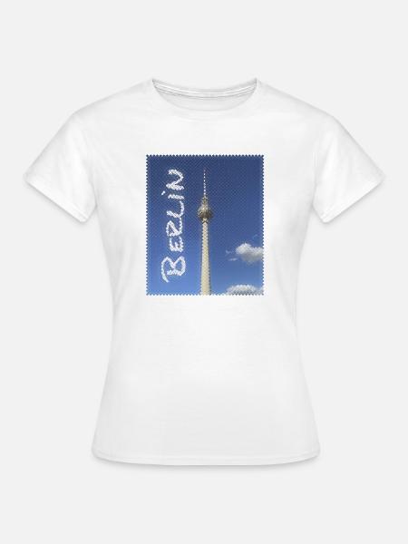 Design néon de la tour de télévision de Berlin - T-shirt Femme - blanc