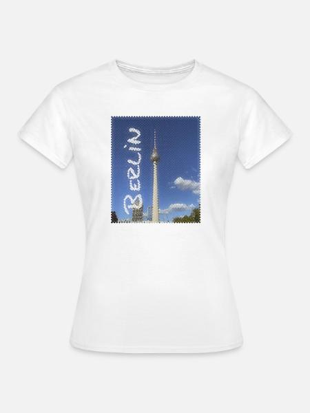 Berlin Fernsehturm Neon Design - Frauen T-Shirt - Weiß
