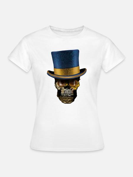 Victoria Skull mit Zylinder - Frauen T-Shirt - Weiß
