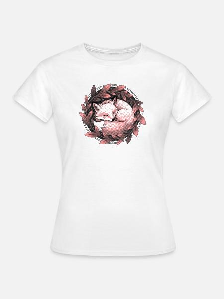 Rotfuchs umarmt von Herbstlaub - Frauen T-Shirt - Weiß