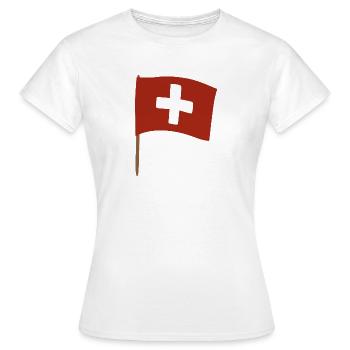 Swiss Cross Flag Design for Apparel - Women's T-Shirt - white - Front - AI Model Female 172 dark (172cm)