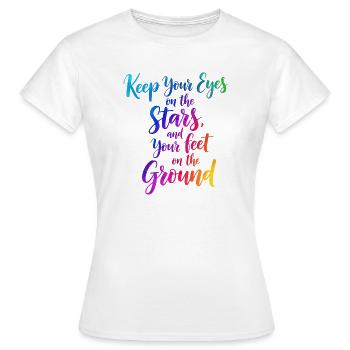 Inspirierendes Zitat mit Sternenverlauf - Frauen T-Shirt - Weiß - Vorne - AI Model Female 172 dark (172cm)