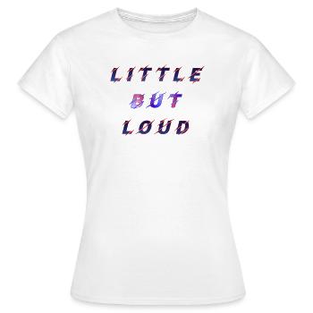 Retro-Effekt Babysprüche  Geburt  klein aber laut - Frauen T-Shirt - Weiß - Vorne - AI Model Female 172 dark (172cm)