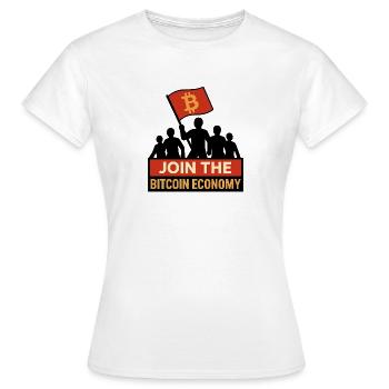Join the Bitcoin Economy - Women's T-Shirt - white - Front - AI Model Female 172 dark (172cm)