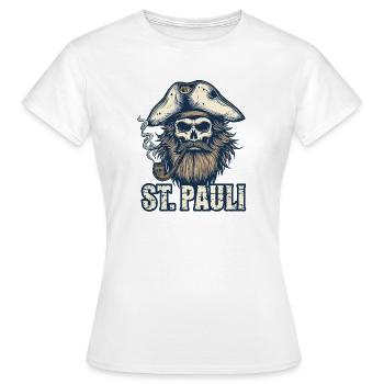 St.Pauli Kiez Hamburg Totenkopf Sankt Pauli - Frauen T-Shirt - Weiß - Vorne - AI Model Female 172 dark (172cm)