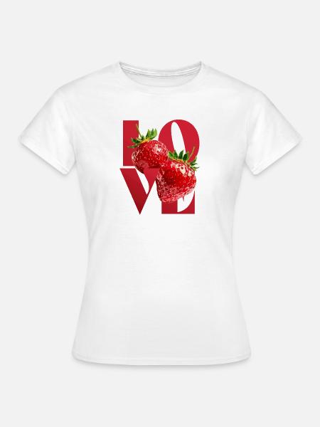Erdbeere Liebe Illustration - Frauen T-Shirt - Weiß