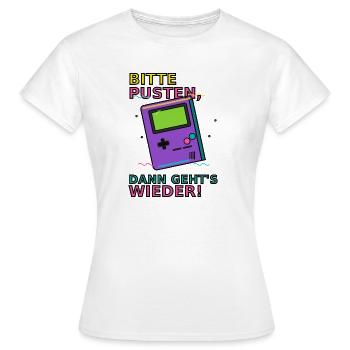 Retro Gaming Saying with Handheld Game Device Video Games - Women's T-Shirt - white - Front - AI Model Female 172 dark (172cm)