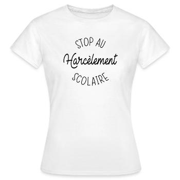 Stop au Harcèlement Scolaire - T-shirt Femme - blanc - Devant - AI Model Female 172 dark (172cm)