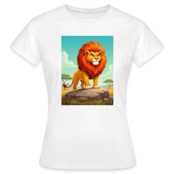 Le lion, prédateur mortel de la savane africaine - T-shirt Femme - blanc - Devant - AI Model Female 172 dark (172cm)