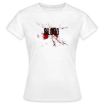 Blutiger Splatter Schriftzug - Frauen T-Shirt - Weiß - Vorne - AI Model Female 172 dark (172cm)