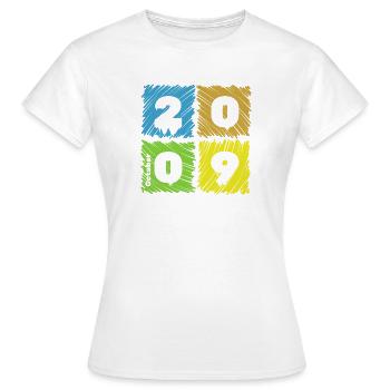 16. Geburtstag Farbige Patches since 10/2009 - Frauen T-Shirt - Weiß - Vorne - AI Model Female 172 dark (172cm)