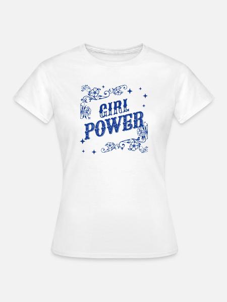 Kraftvolles Mädchen Blumen - Frauen T-Shirt - Weiß