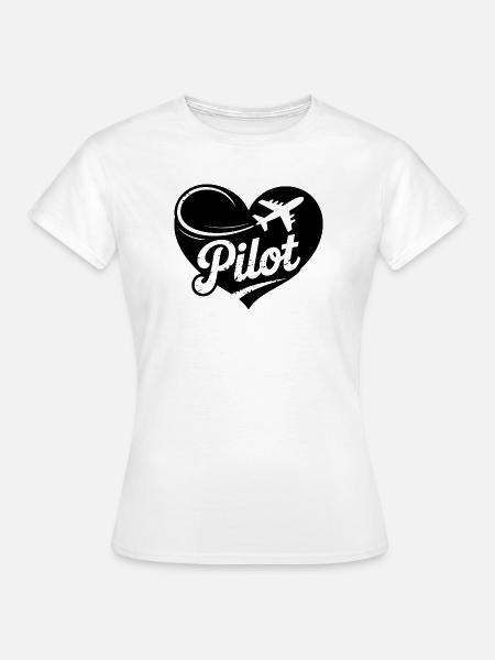 Pilot Herz Design - Frauen T-Shirt - Weiß