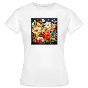 Vignes florales broderies dans des tons pastel Tapisserie - T-shirt Femme - blanc - Devant - AI Model Female 172 dark (172cm)
