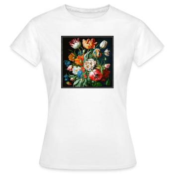 Tapisserie colorée de la galerie des tulipes et des jonquilles - T-shirt Femme - blanc - Devant - AI Model Female 172 dark (172cm)