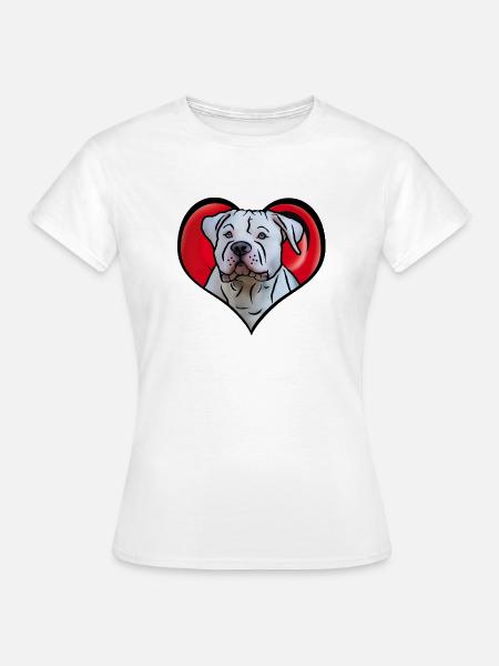 Bulldog im Herz in Comicstyle - Frauen T-Shirt - Weiß