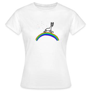 Regenbogen Alpaka Konfetti Muster - Frauen T-Shirt - Weiß - Vorne - AI Model Female 172 dark (172cm)