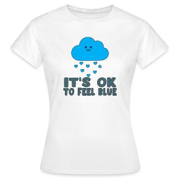 Nuage Mélancolique Cœurs Bleus - T-shirt Femme - blanc - Devant - AI Model Female 172 dark (172cm)