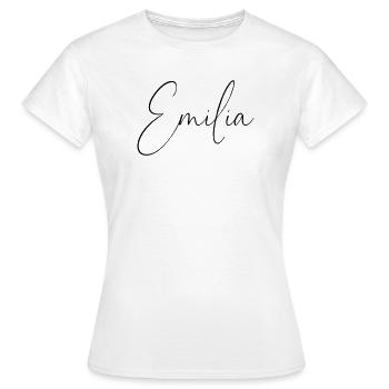 Emilia / Conception d’écriture manuscrite personnalisée - T-shirt Femme - blanc - Devant - AI Model Female 172 dark (172cm)