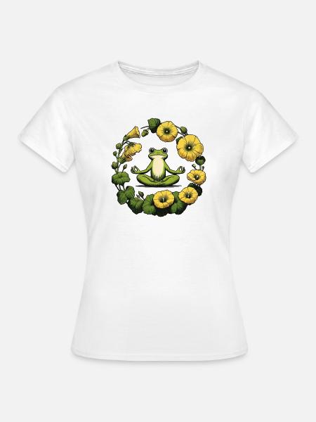 Friedlicher Frosch-Meditationskreis - Frauen T-Shirt - Weiß
