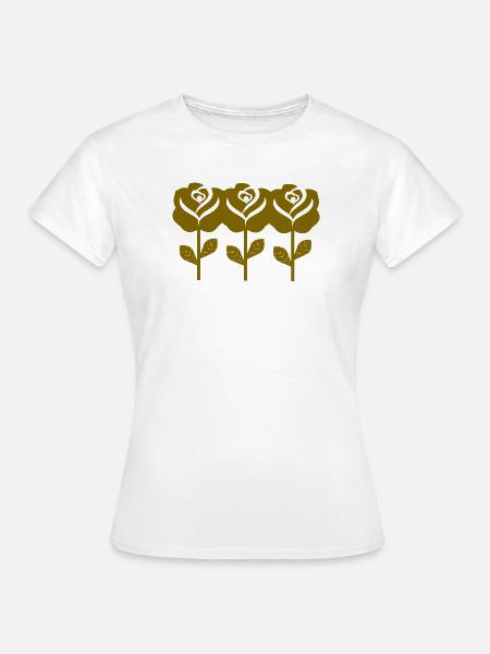 Grafische goldenes Rosen-Muster - Frauen T-Shirt - Weiß