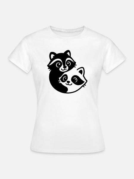 Ying Yang Blaireau Couple - T-shirt Femme - blanc