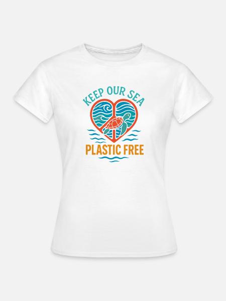 Haltet unser Meer plastikfrei - Frauen T-Shirt - Weiß