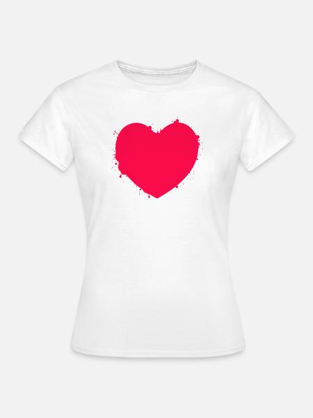 Ausdrucksstarkes Herz mit Farbspritzern - Frauen T-Shirt - Weiß