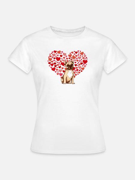 Hund mit Herz-Hintergrund - Frauen T-Shirt - Weiß