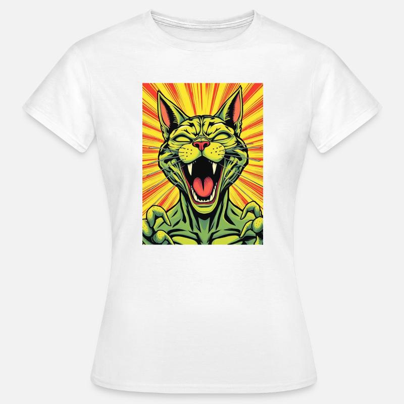 Laughing Cat Comic Print - Women's T-Shirt - white