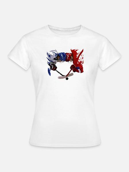 Eishockey Duell Blau Rot - Frauen T-Shirt - Weiß
