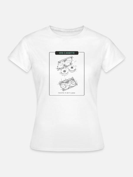 VHS Kassette Neon Outline - Frauen T-Shirt - Weiß