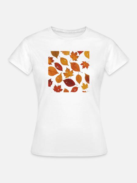 Herbstblatt Muster - Frauen T-Shirt - Weiß