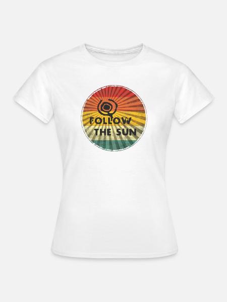 Follow the Sun Retro Sticker - Frauen T-Shirt - Weiß
