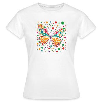 T-shirt papillon tacheté – pois colorés - T-shirt Femme - blanc - Devant - AI Model Female 172 dark (172cm)