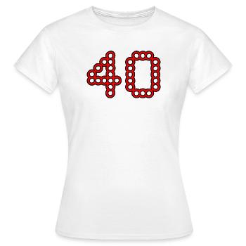 40. 40 YEARS. 40th ANNIVERSARY. 40 YEARS ANNIVERSARY. - Women's T-Shirt - white - Front - AI Model Female 172 dark (172cm)