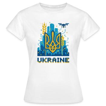 Trident ukrainien Paysage urbain - T-shirt Femme - blanc - Devant - AI Model Female 172 dark (172cm)